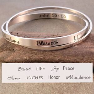 Abundant Life Bracelet Silver Double Bangle Bracelet NEW